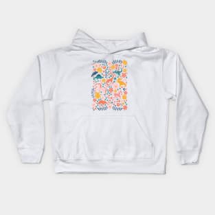 Floral Burst of Dinosaurs + Unicorns in Pink Kids Hoodie